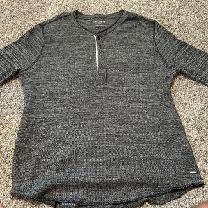 Men’s Express brand long sleeve Henley 1/4 button up shirt.